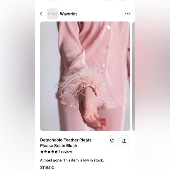 Pink feather sleeve top with matching bottom - Picture 2 of 7